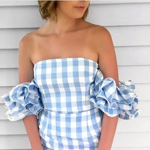 Gingham Ruffle Sleeve Dress